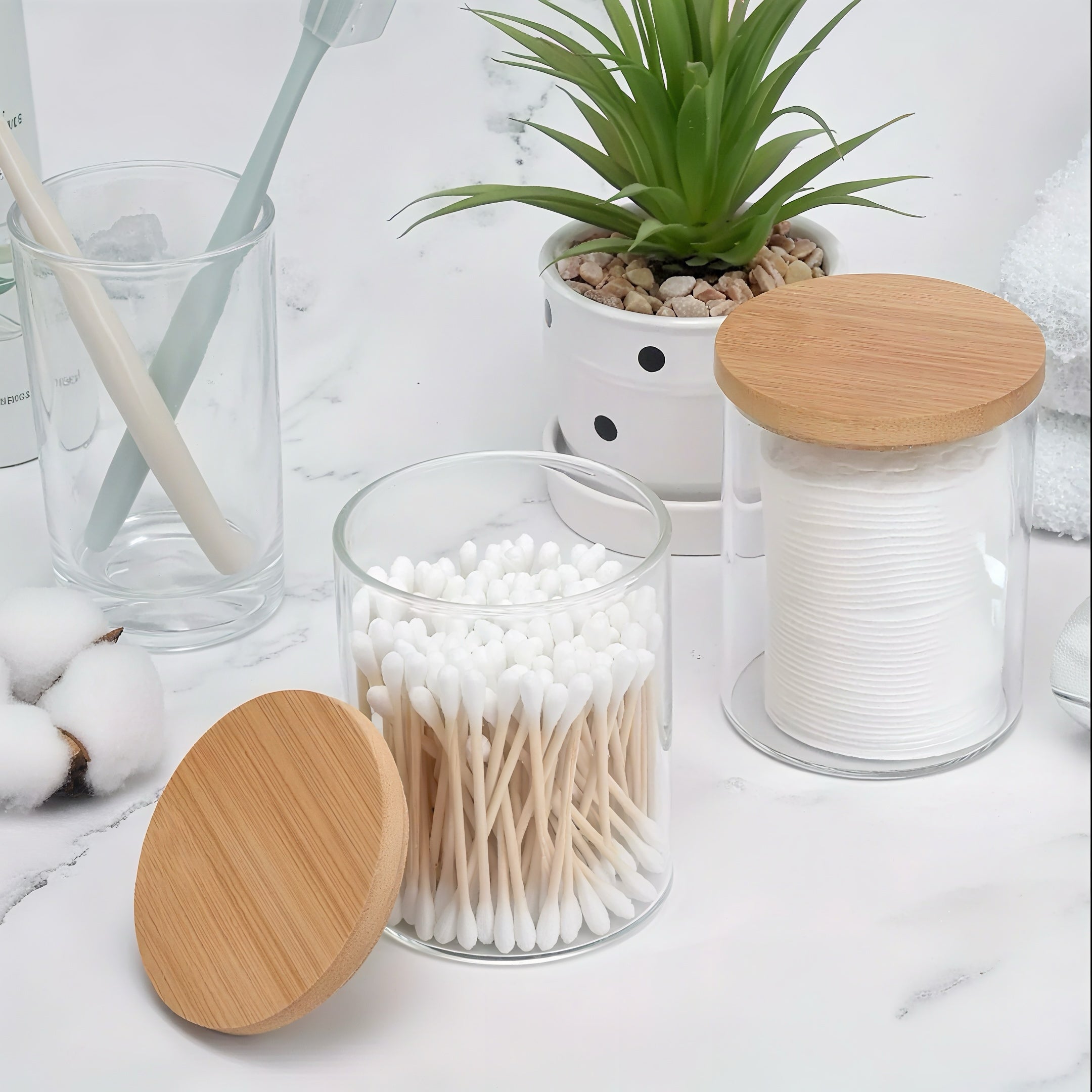 Zenora Bamboo Lid Bathroom Canisters
