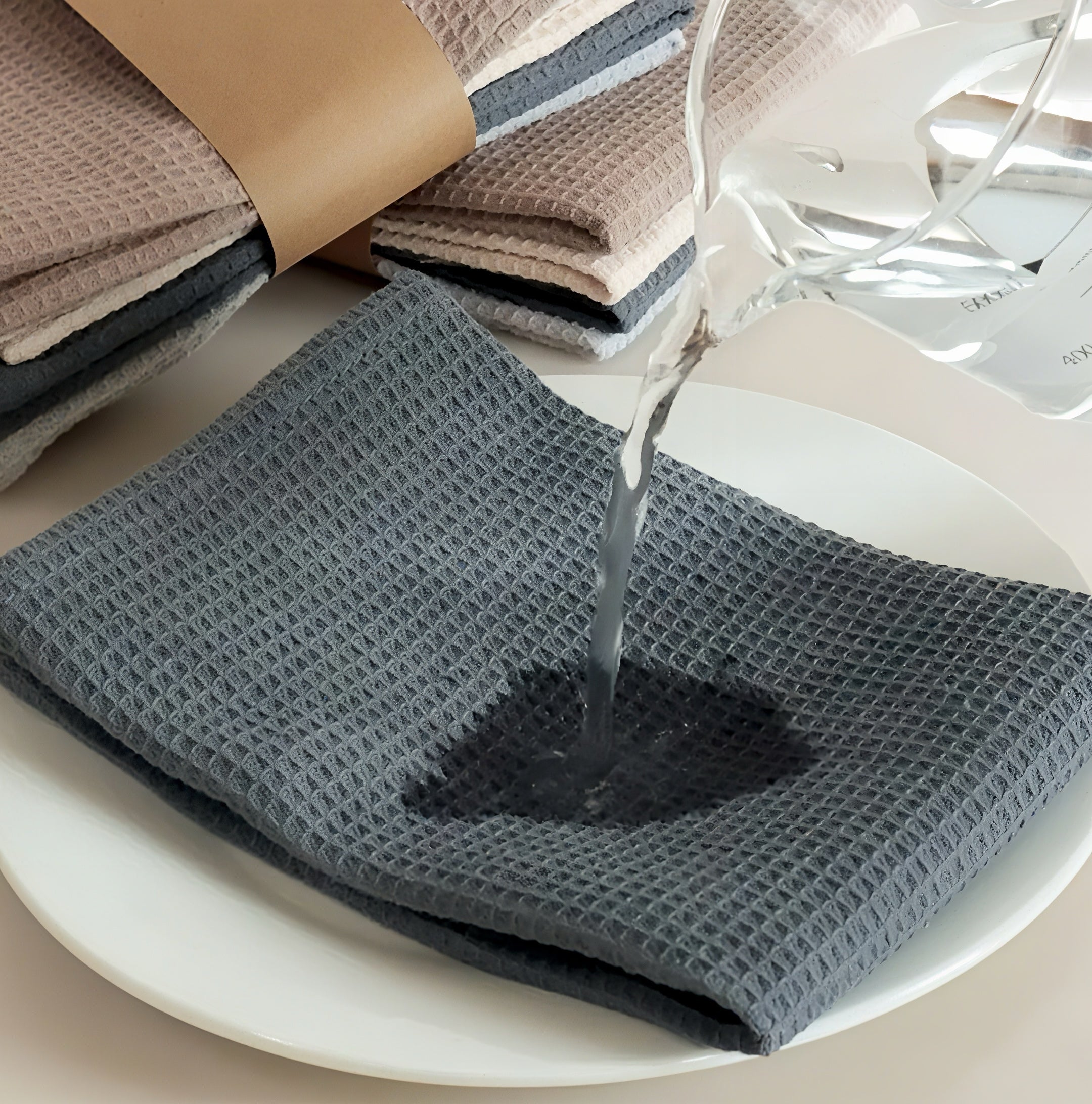 Zenora Waffle Dish Towels – 4pcs Thickened Absorbent Kitchen Cloth Set