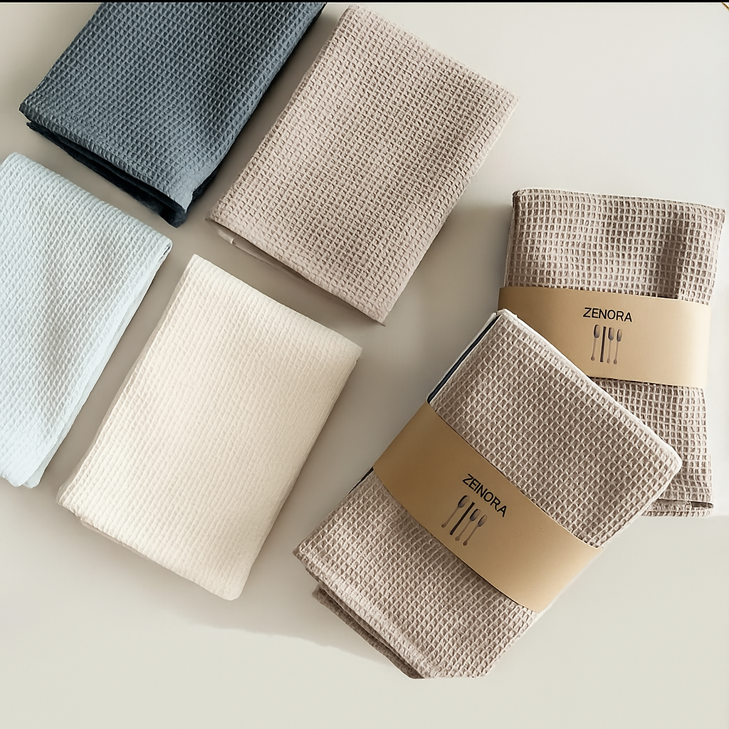 Zenora Waffle Dish Towels – 4pcs Thickened Absorbent Kitchen Cloth Set
