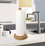 Modern Self-Adhesive Tissue Holder with Wooden Stand