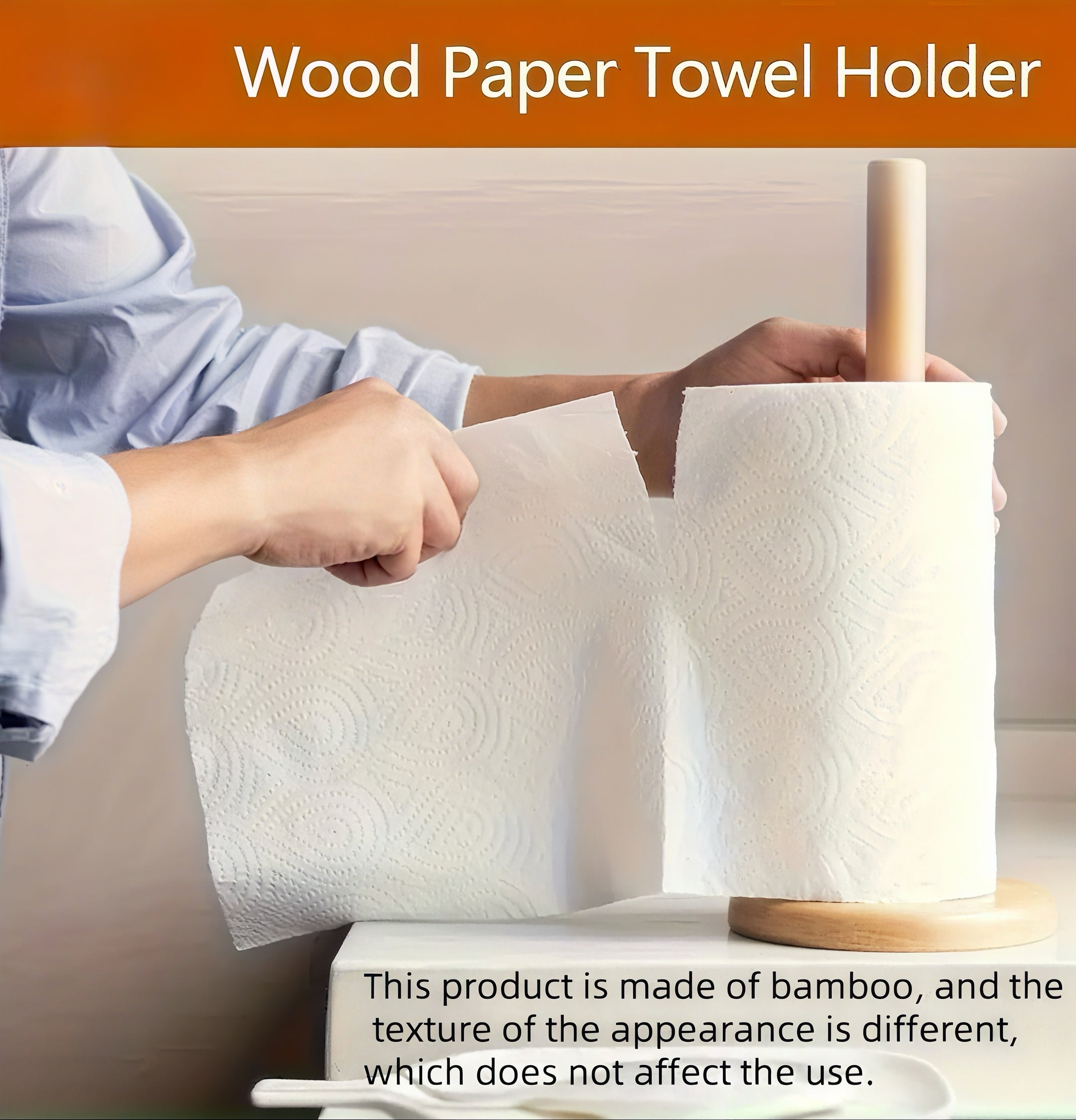 Modern Self-Adhesive Tissue Holder with Wooden Stand