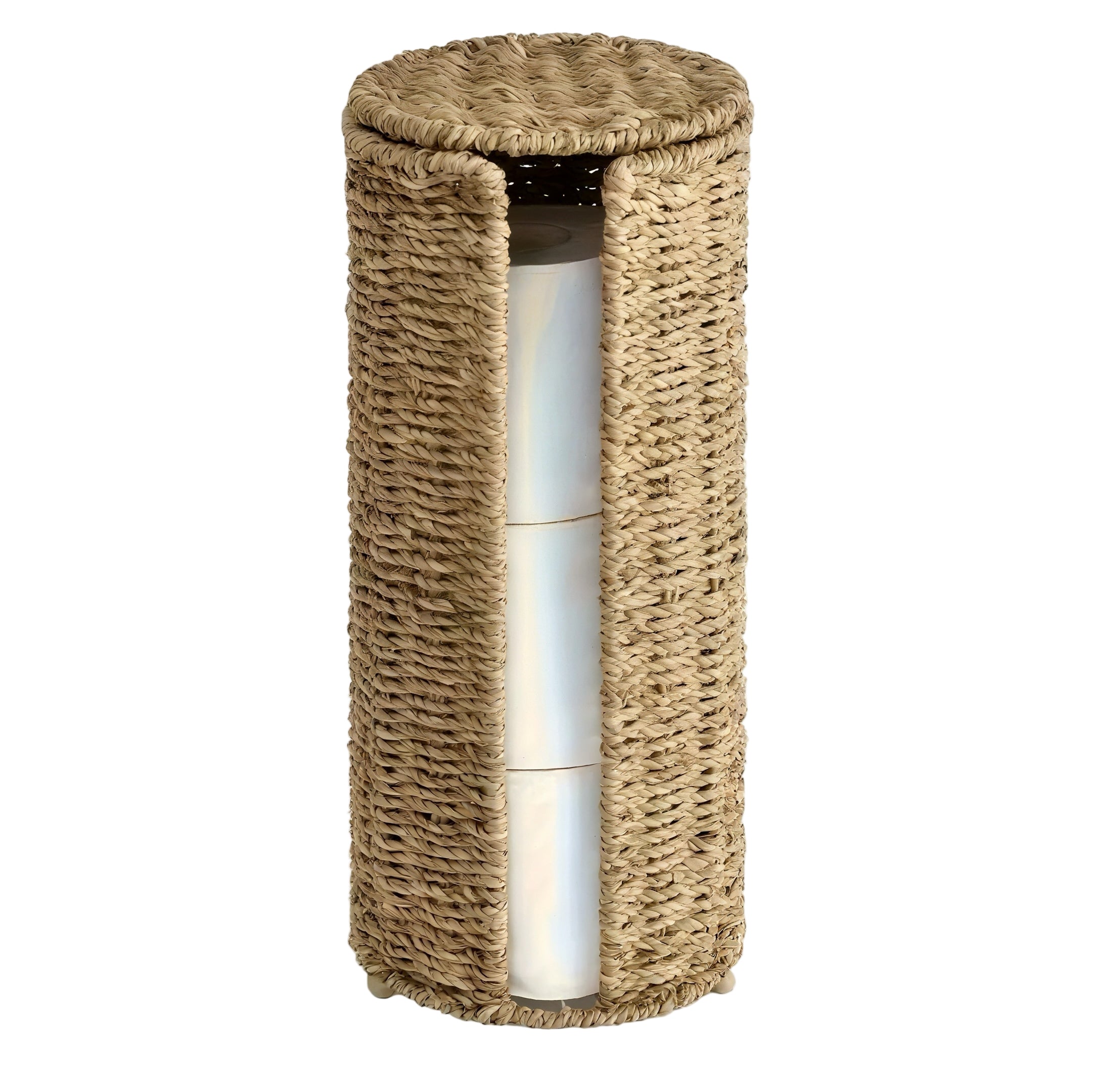 Zenora Independent Iron Toilet Paper Holder with Handwoven Storage Basket
