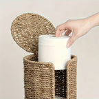 Zenora Independent Iron Toilet Paper Holder with Handwoven Storage Basket