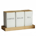 Zenora 3-Piece Airtight Metal Tea & Coffee Storage Container Set with Bamboo Lids
