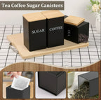 Zenora 3-Piece Airtight Metal Tea & Coffee Storage Container Set with Bamboo Lids