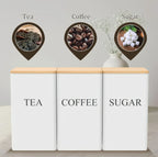 Zenora 3-Piece Airtight Metal Tea & Coffee Storage Container Set with Bamboo Lids