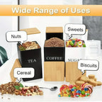 Zenora 3-Piece Airtight Metal Tea & Coffee Storage Container Set with Bamboo Lids