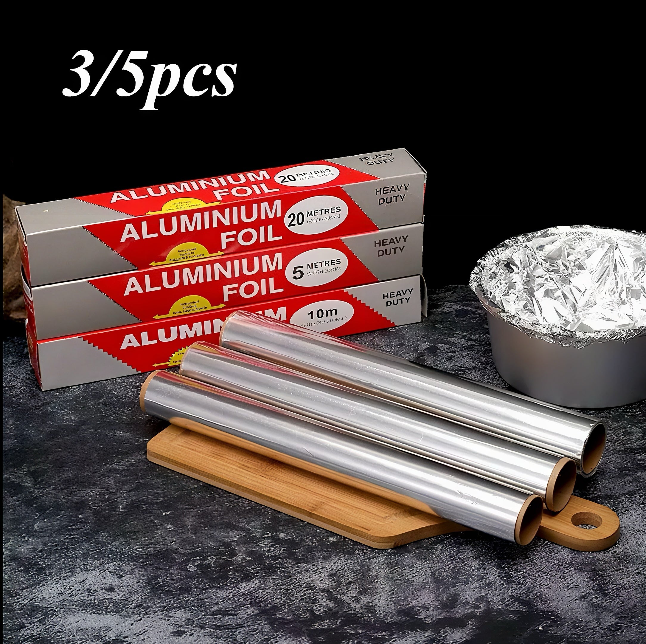 Zenora 3/5pcs Heavy-Duty Aluminum Foil Roll