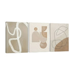 Zenora 3pcs Minimalist Beige Geometric Wooden Framed Canvas Set