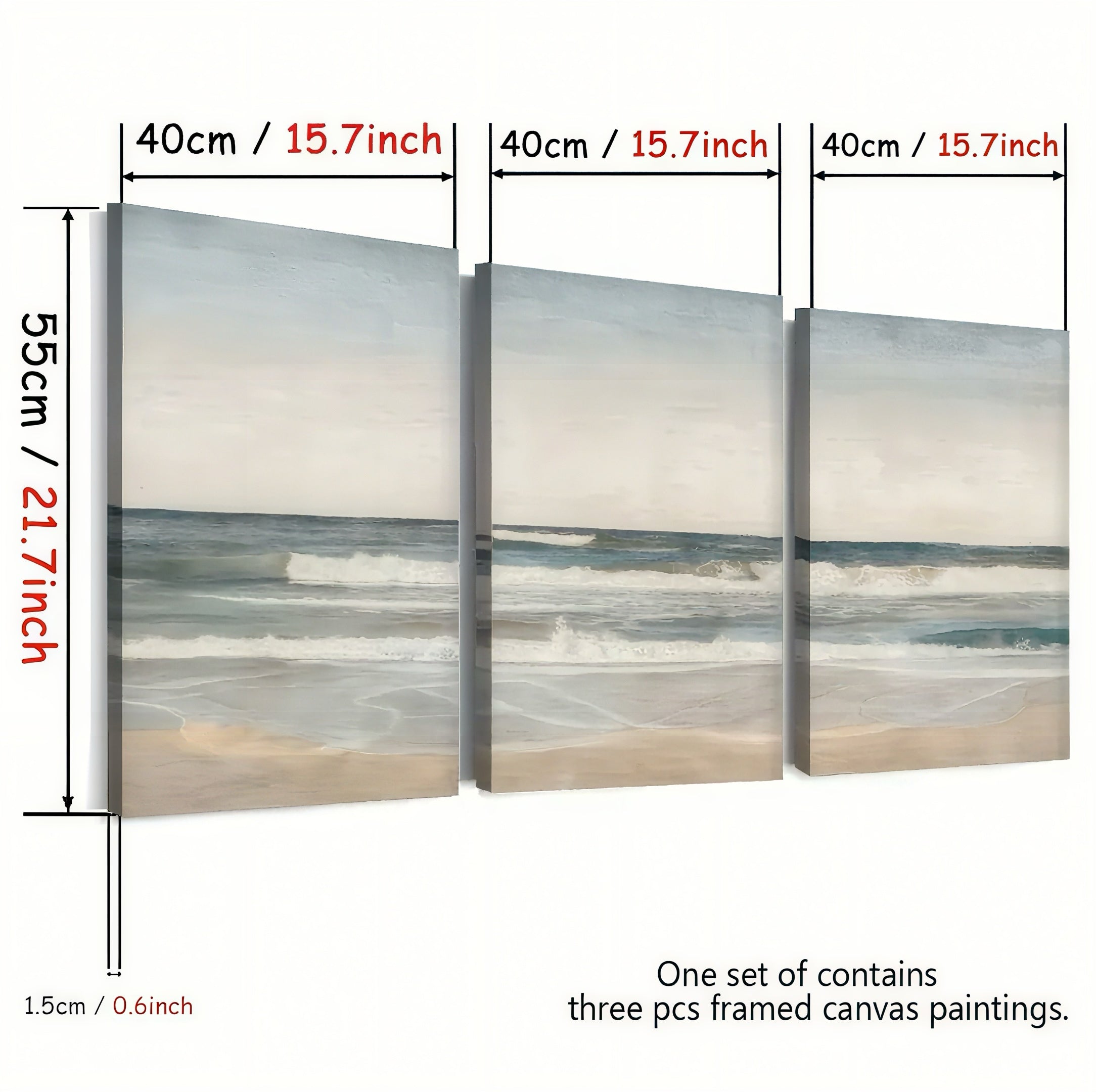 Zenora 3pcs 2D Flat Seaside Landscape Art Set