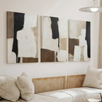 Zenora 3pcs Abstract Black & Beige Art Set