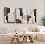 Zenora 3pcs Abstract Black & Beige Art Set