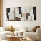 Zenora 3pcs Abstract Black & Beige Art Set