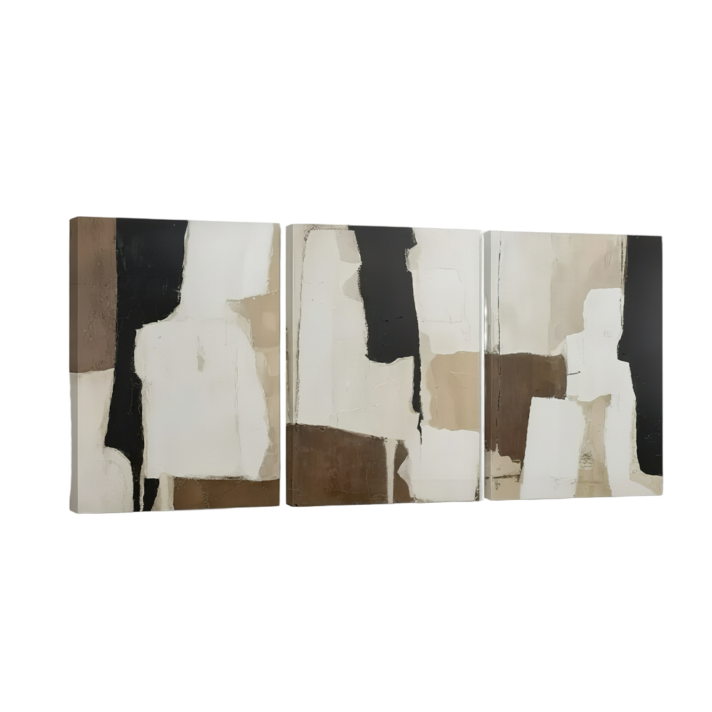 Zenora 3pcs Abstract Black & Beige Art Set