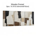 Zenora 3pcs Abstract Black & Beige Art Set