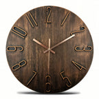 Zenora Dark Brown Wooden Minimalist Wall Clock