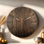 Zenora Dark Brown Wooden Minimalist Wall Clock