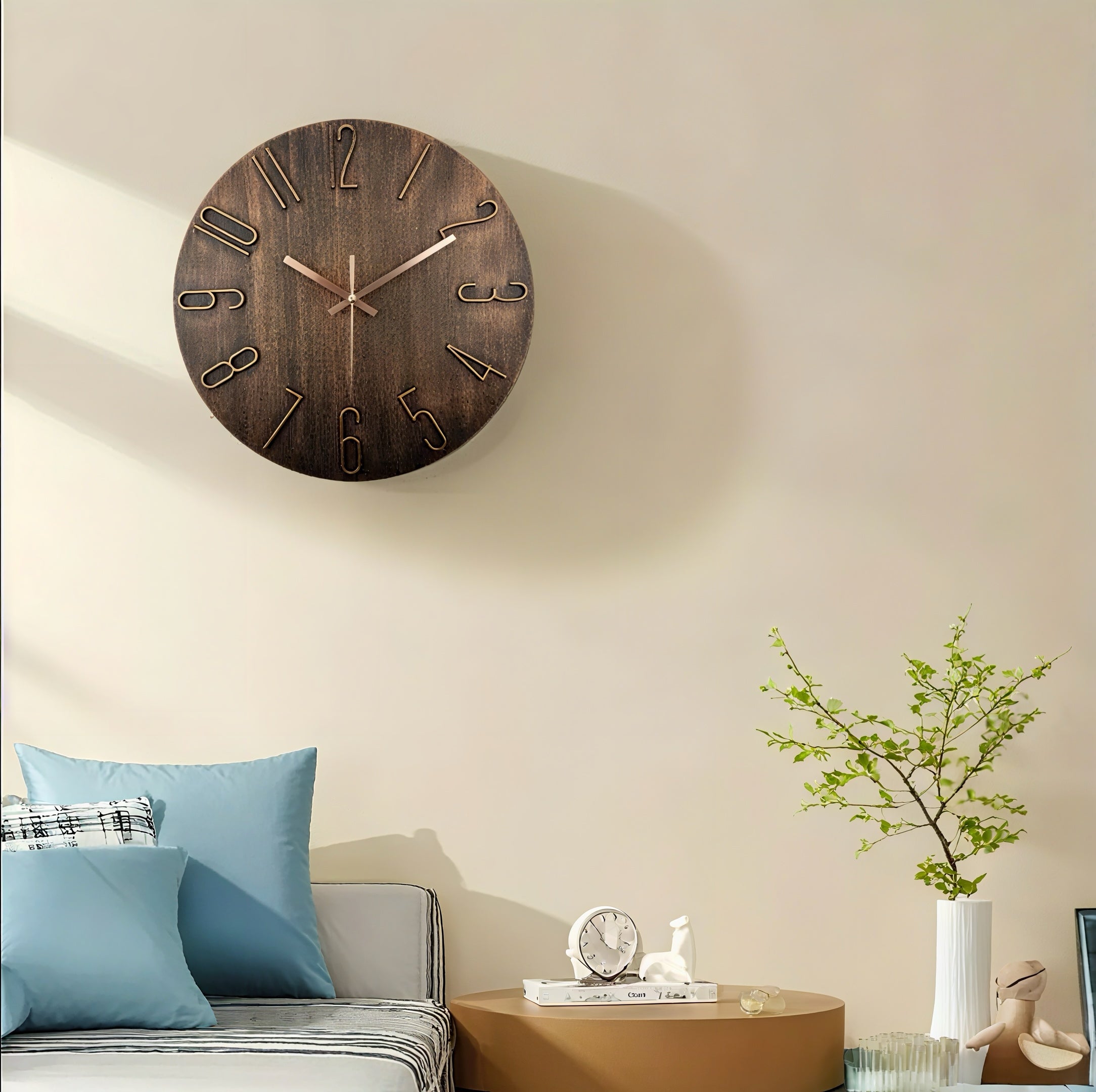 Zenora Dark Brown Wooden Minimalist Wall Clock