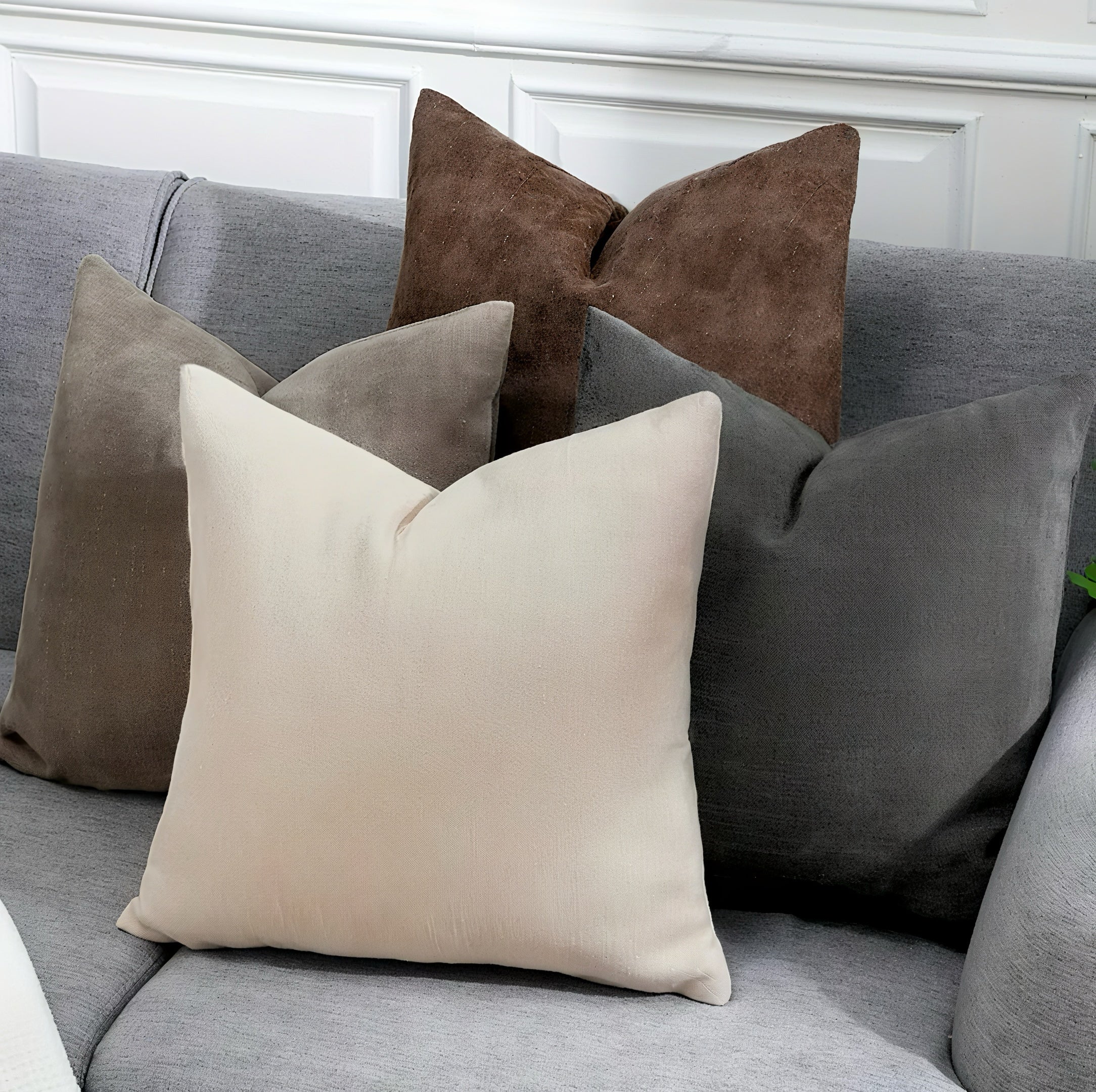 Zenora 4-Piece Neutral Chenille Pillowcase Set