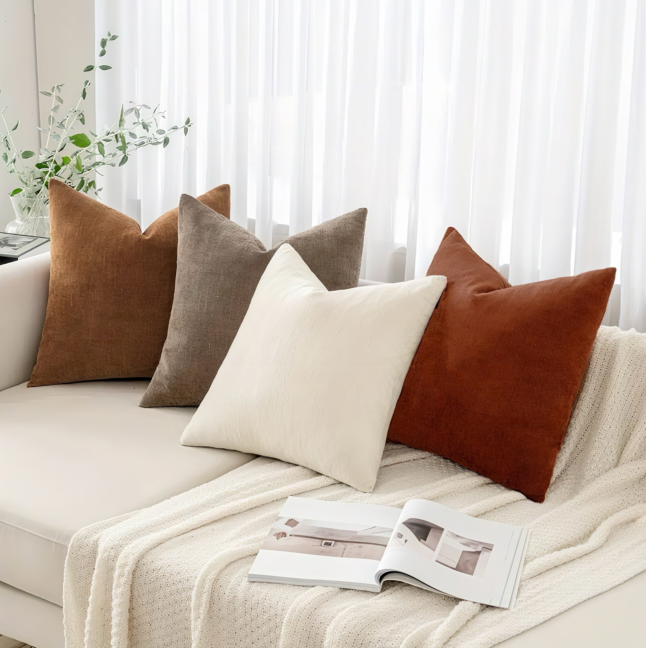 Zenora 4-Piece Neutral Chenille Pillowcase Set
