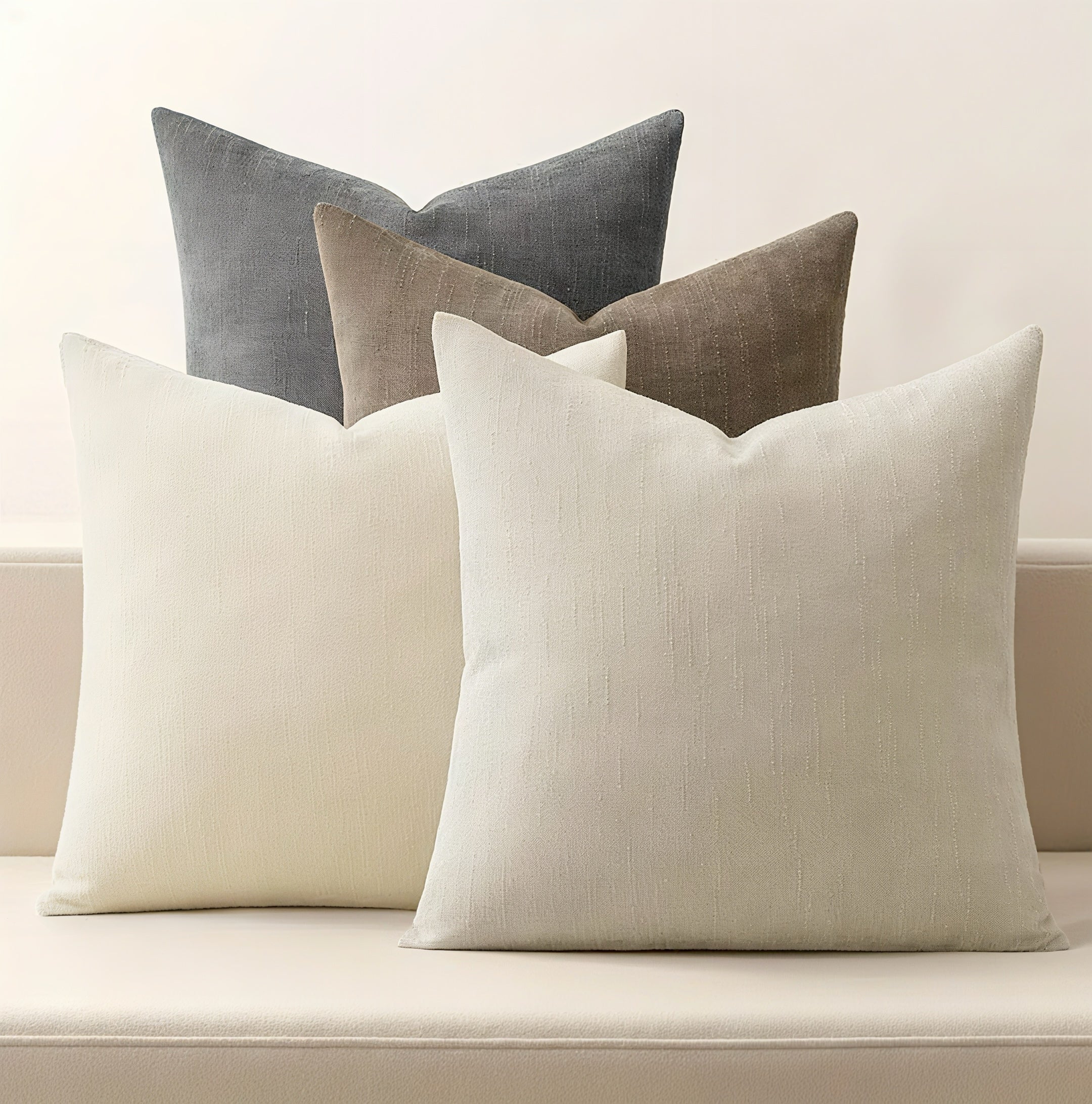 Zenora 4-Piece Neutral Chenille Pillowcase Set