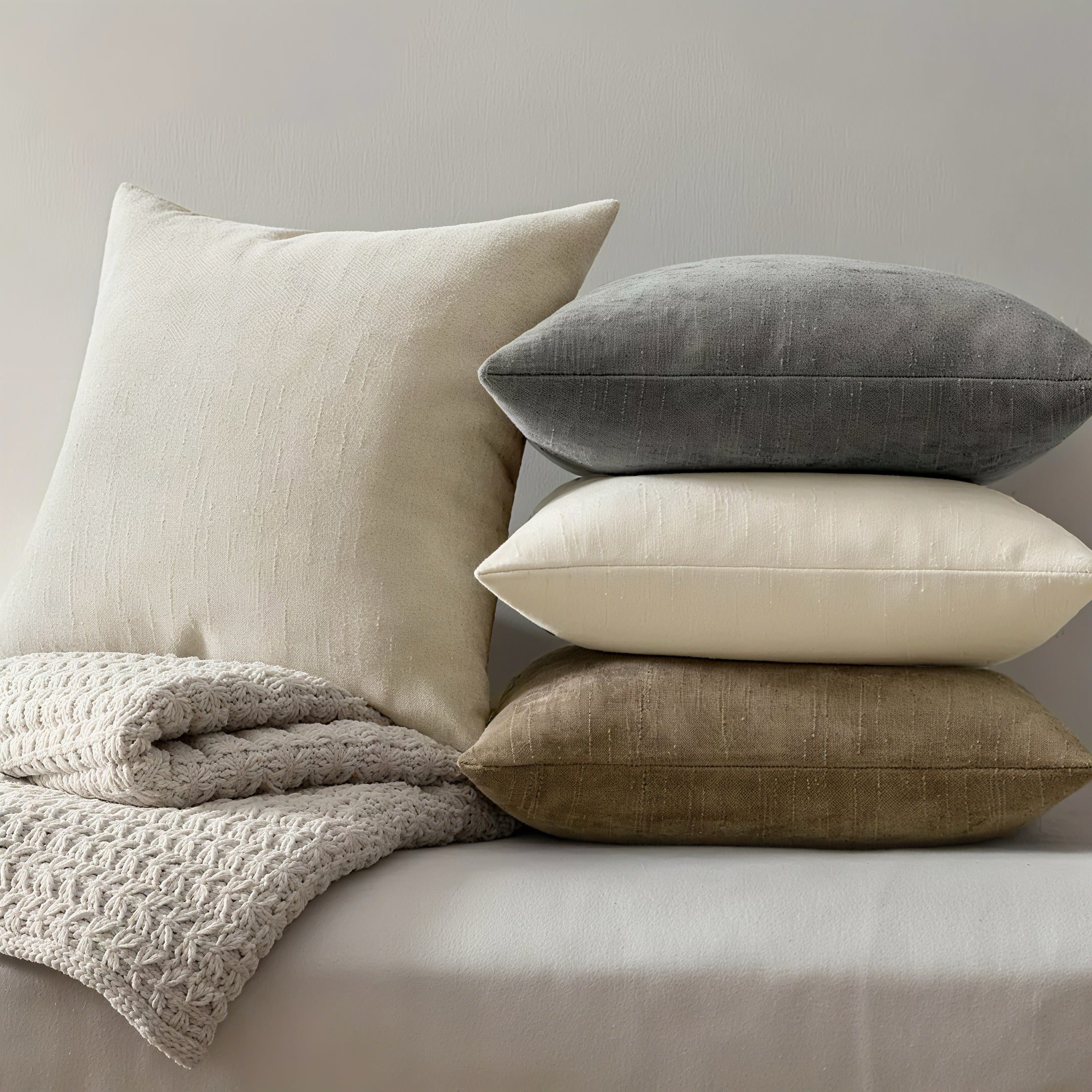 Zenora 4-Piece Neutral Chenille Pillowcase Set
