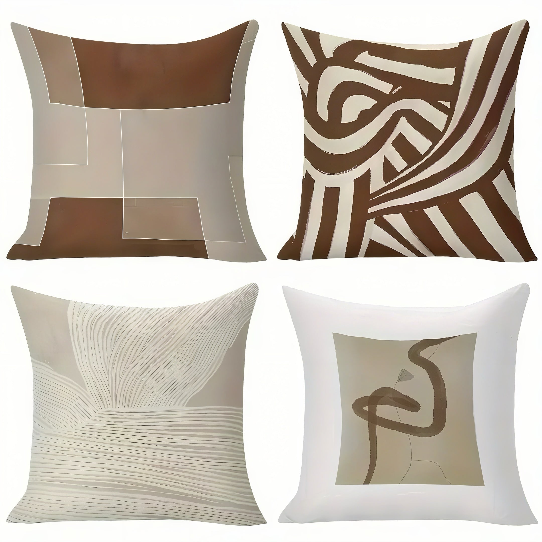 Zenora 4-Piece Morandi Abstract Pillow Cover Set