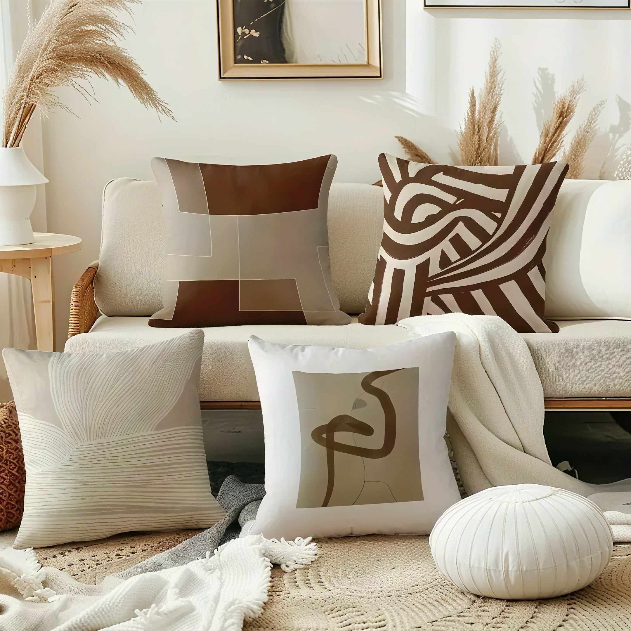 Zenora 4-Piece Morandi Abstract Pillow Cover Set