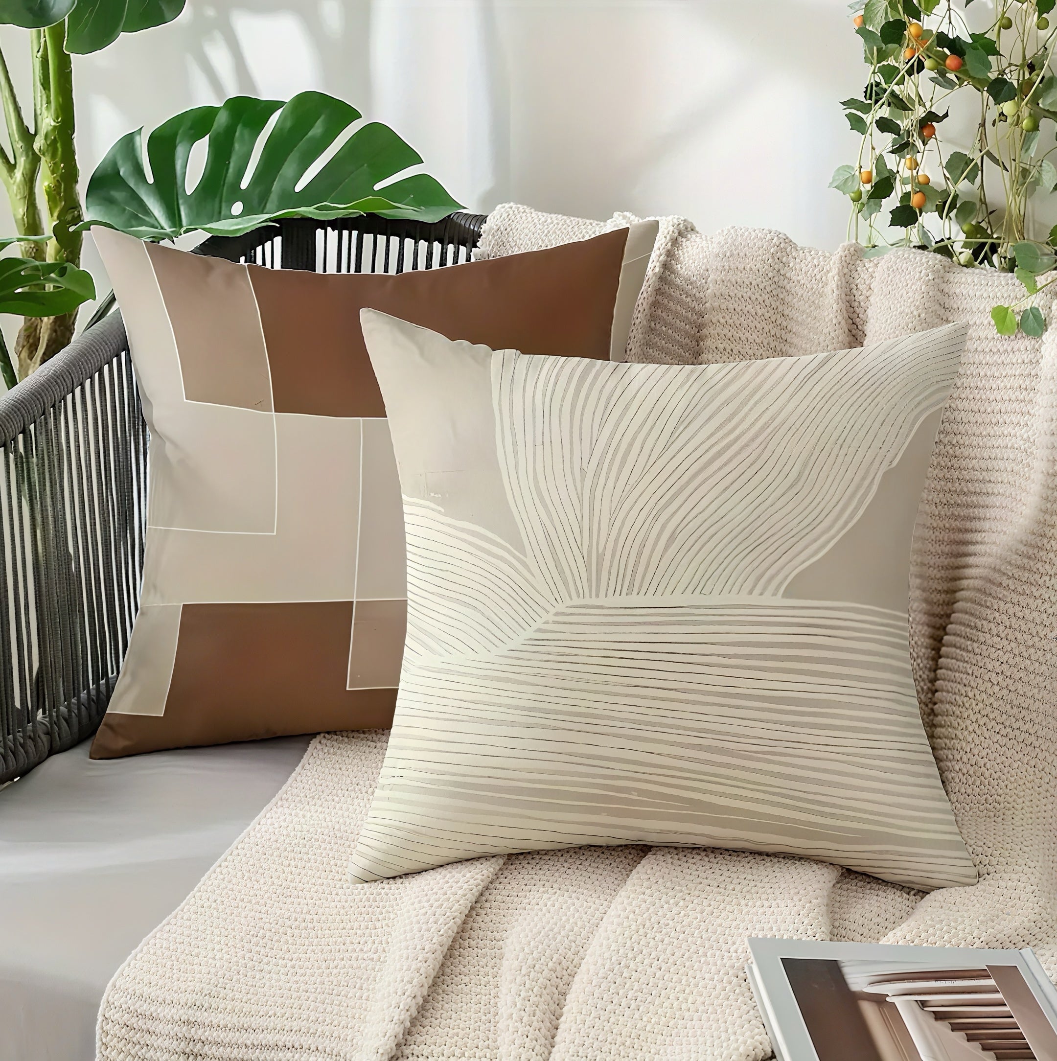 Zenora 4-Piece Morandi Abstract Pillow Cover Set