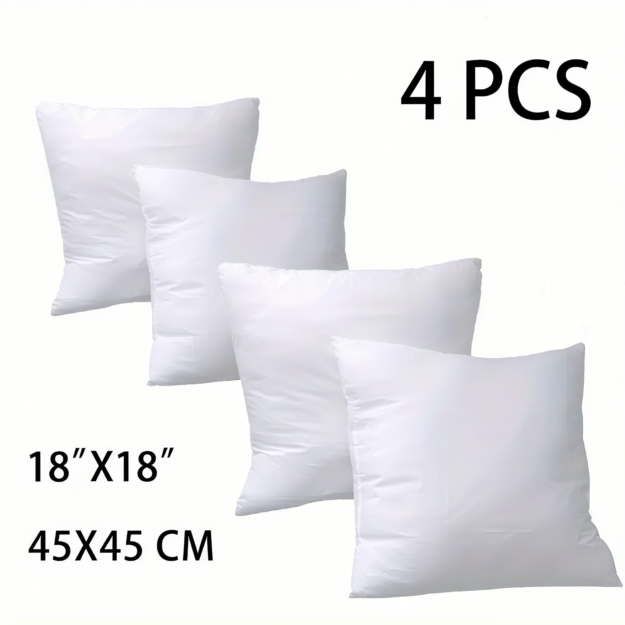 Zenora 4pcs White Square Pillow Core for Sofa or Bed