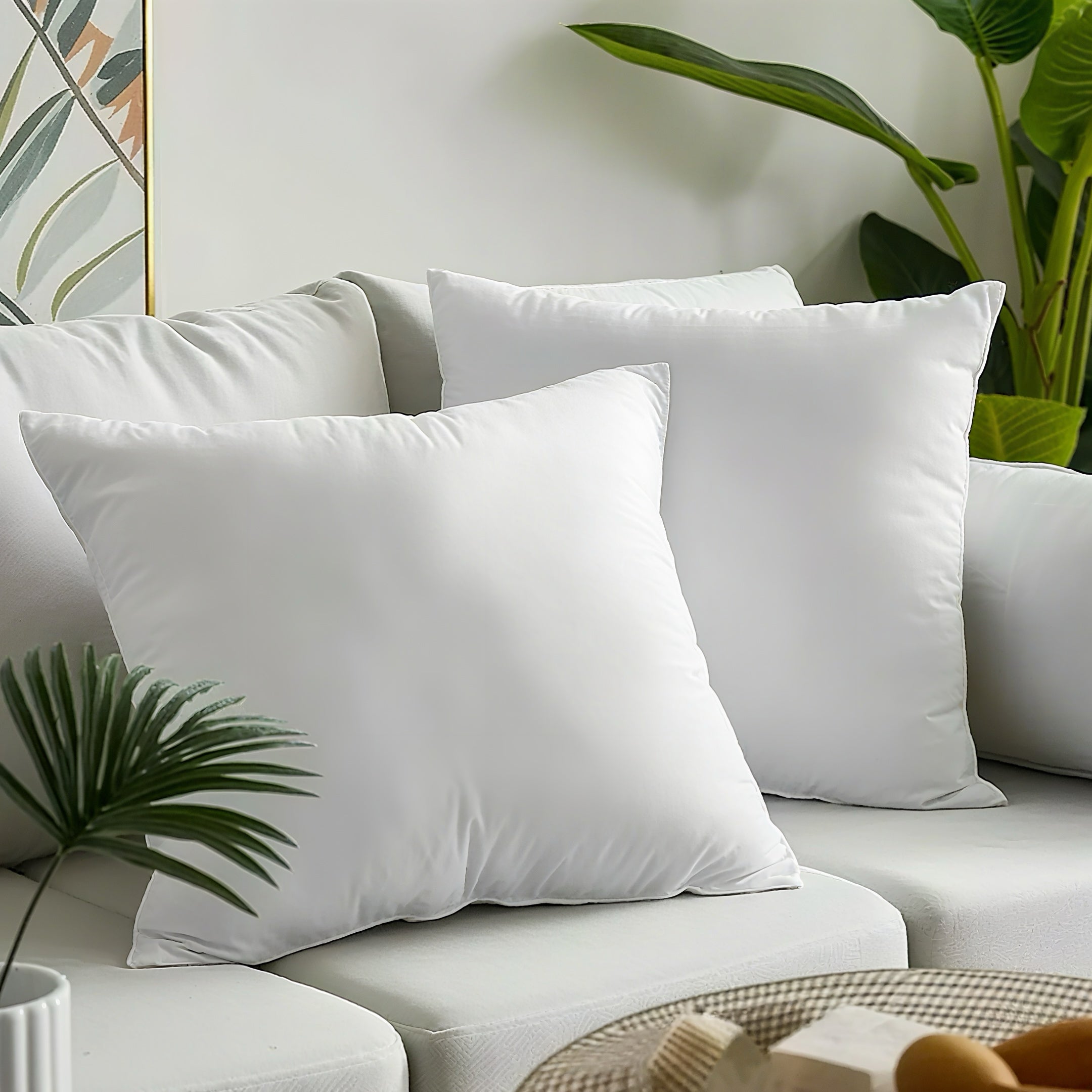 Zenora 4pcs White Square Pillow Core for Sofa or Bed
