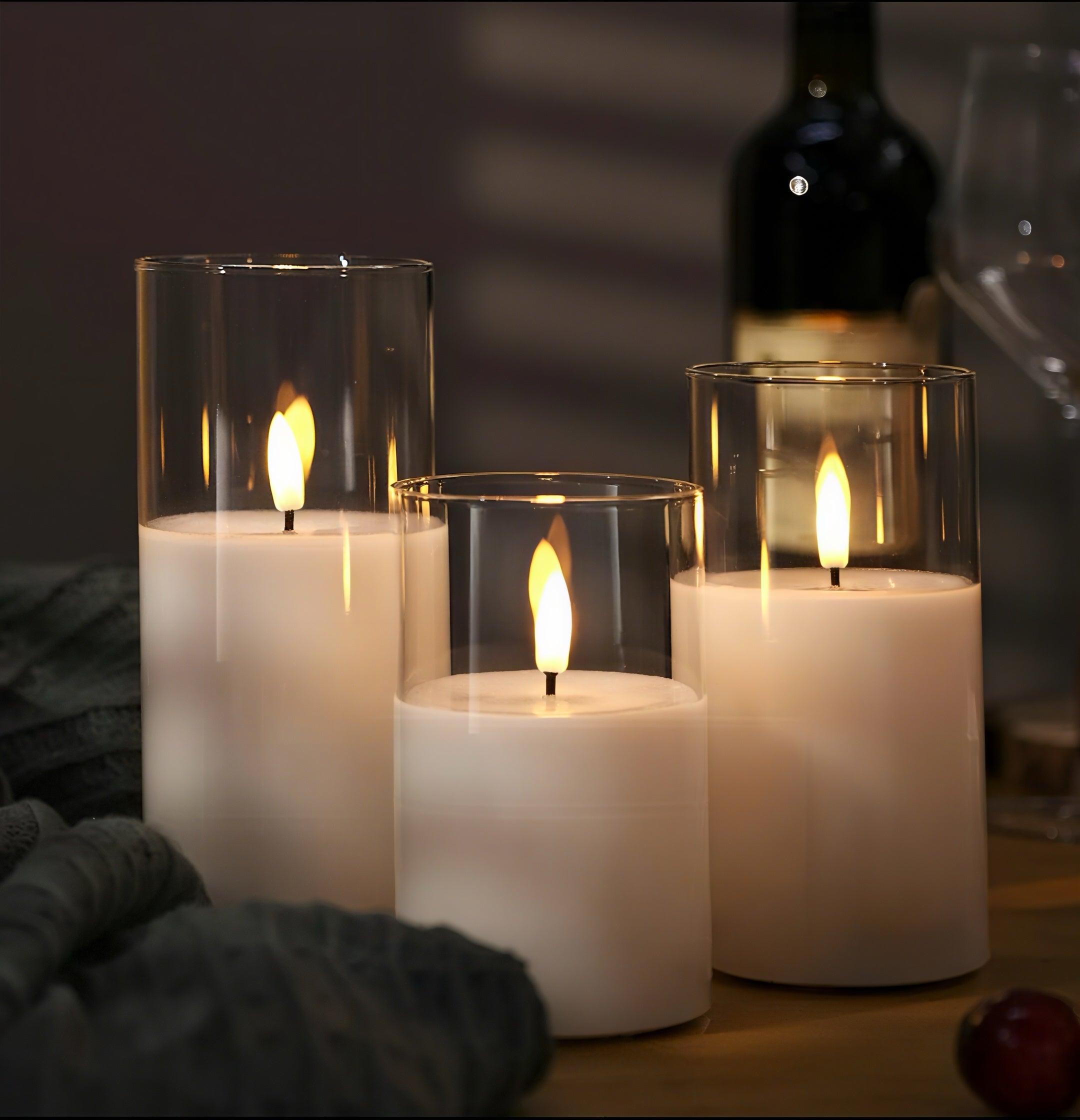 ZenoraSet of 3 Flameless LED Acrylic Candles with Remote
