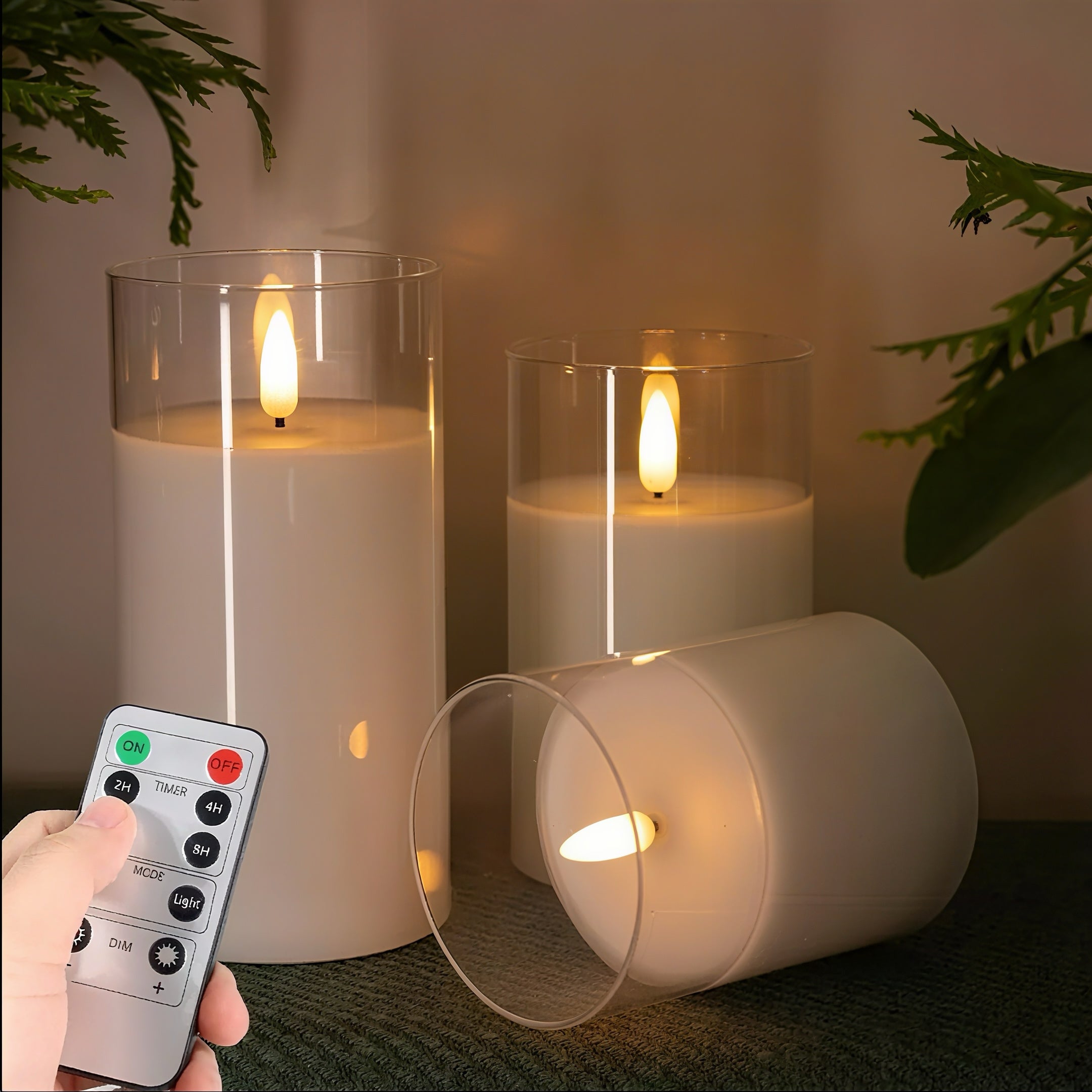 ZenoraSet of 3 Flameless LED Acrylic Candles with Remote
