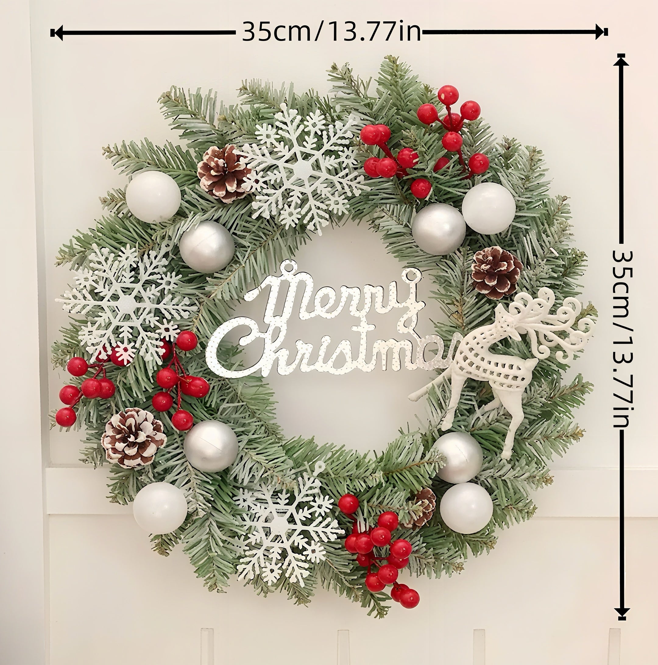Zenora ReindeerWreath™ – Exquisite Christmas Snowflake & Berry Wreath