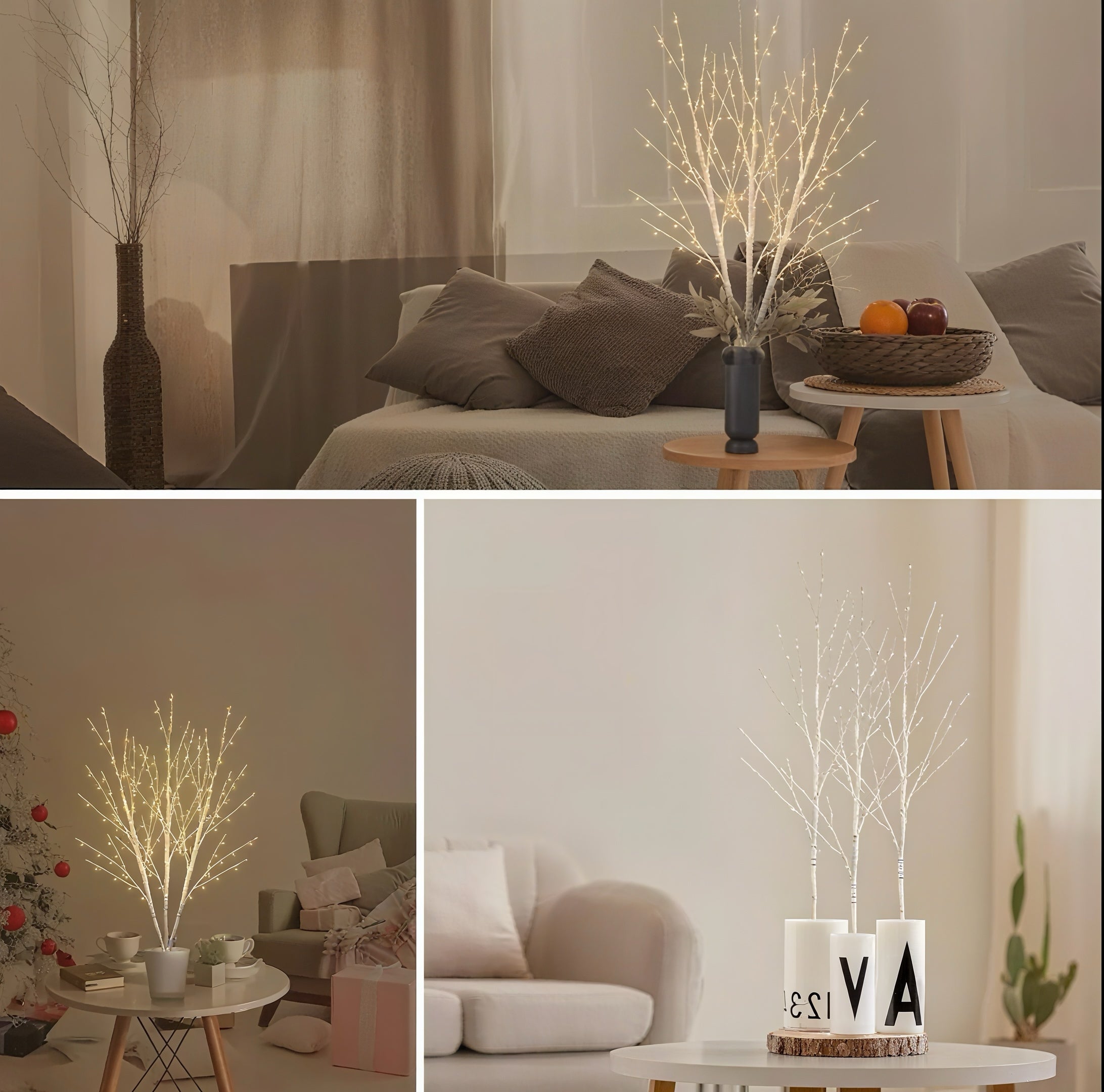 Zenora 2/4pcs 20-LED Warm Glowing Birch Tree Branch Lights