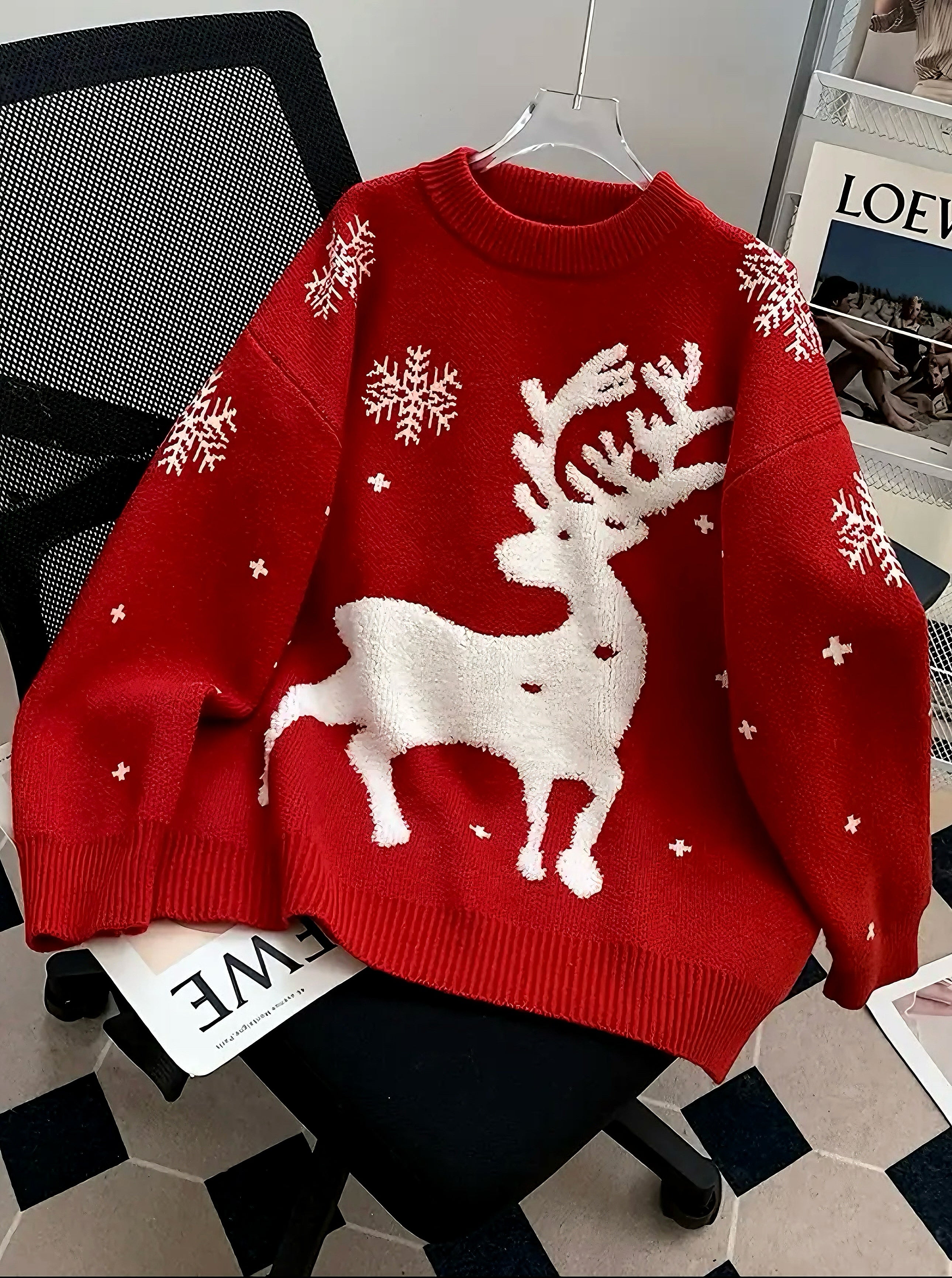Zenora Festive Reindeer Women’s Christmas Sweater