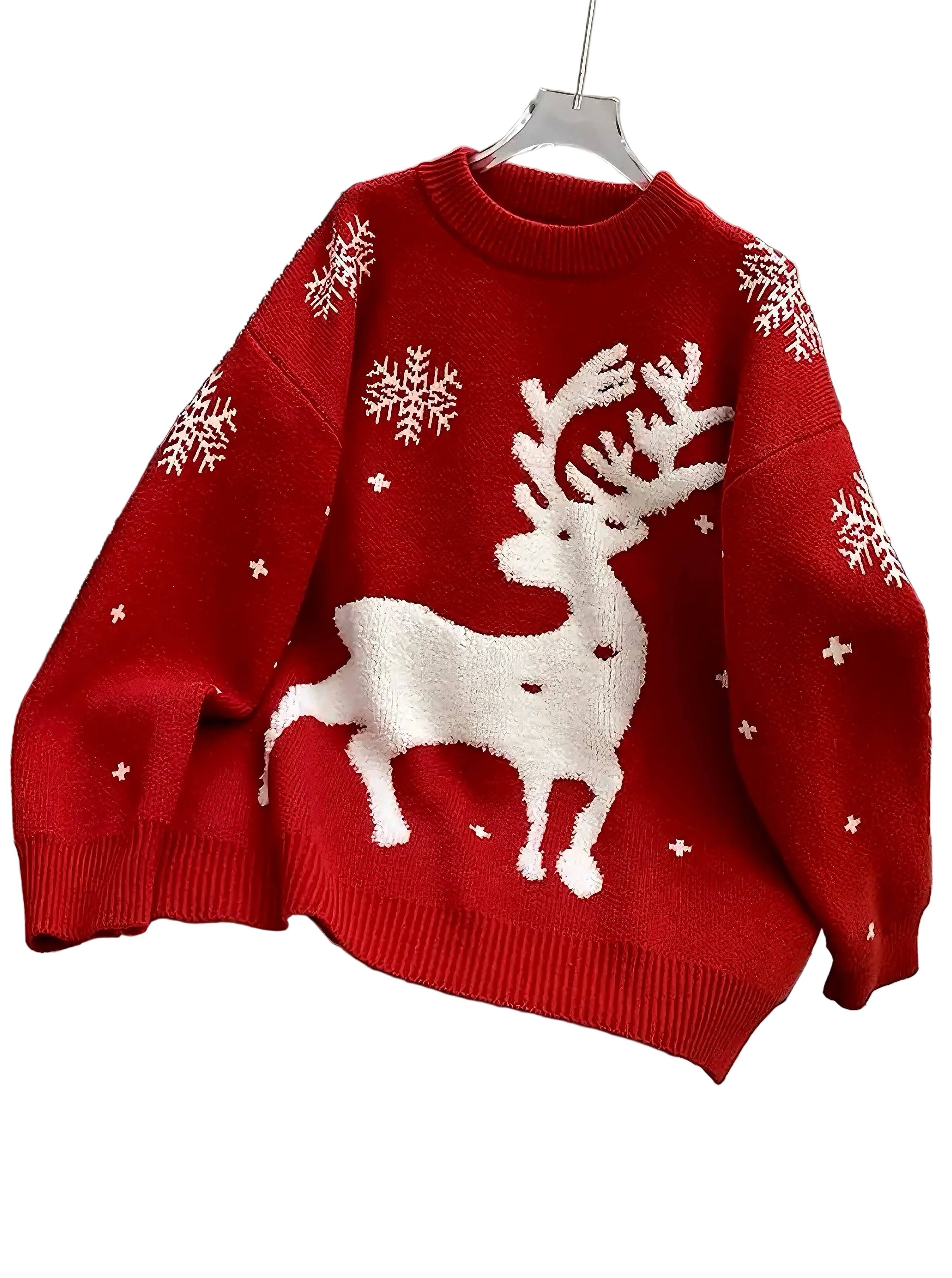 Zenora Festive Reindeer Women’s Christmas Sweater