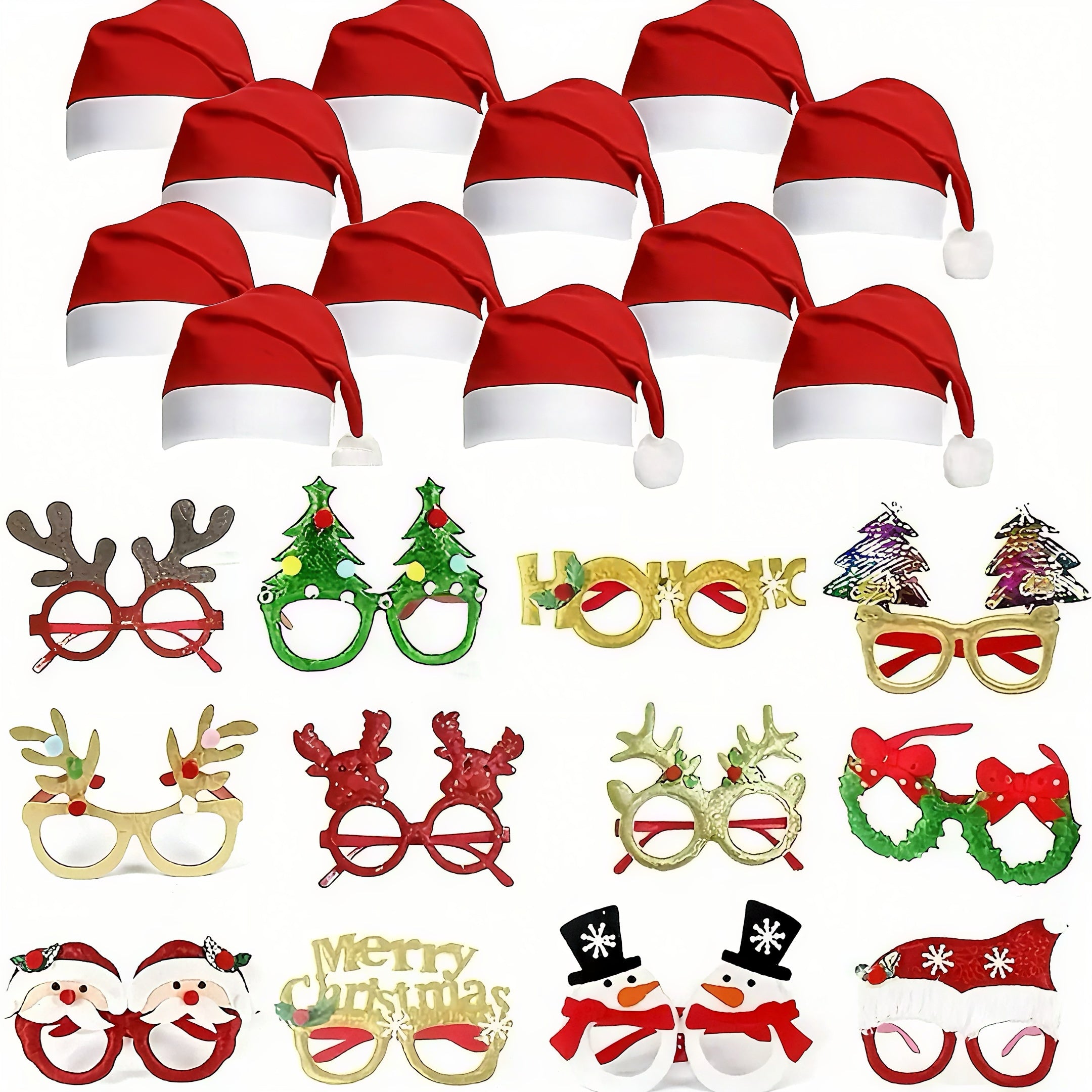 Zenora 24pcs Christmas Headbands & Glasses Frame Set