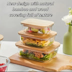 Zenora 3pcs Bamboo Lid Glass Food Storage Containers