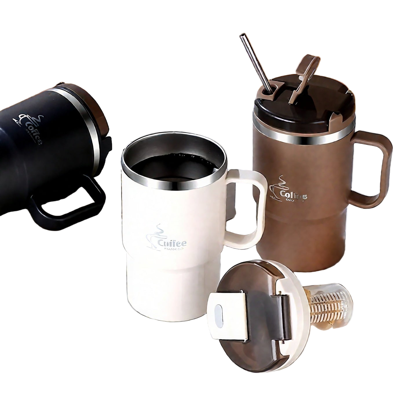 Zenora Stainless Steel Insulated Coffee Cup with Lid & Spoon
