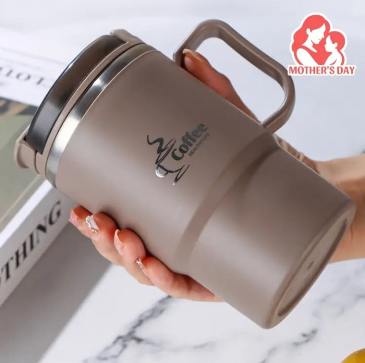 Zenora Stainless Steel Insulated Coffee Cup with Lid & Spoon