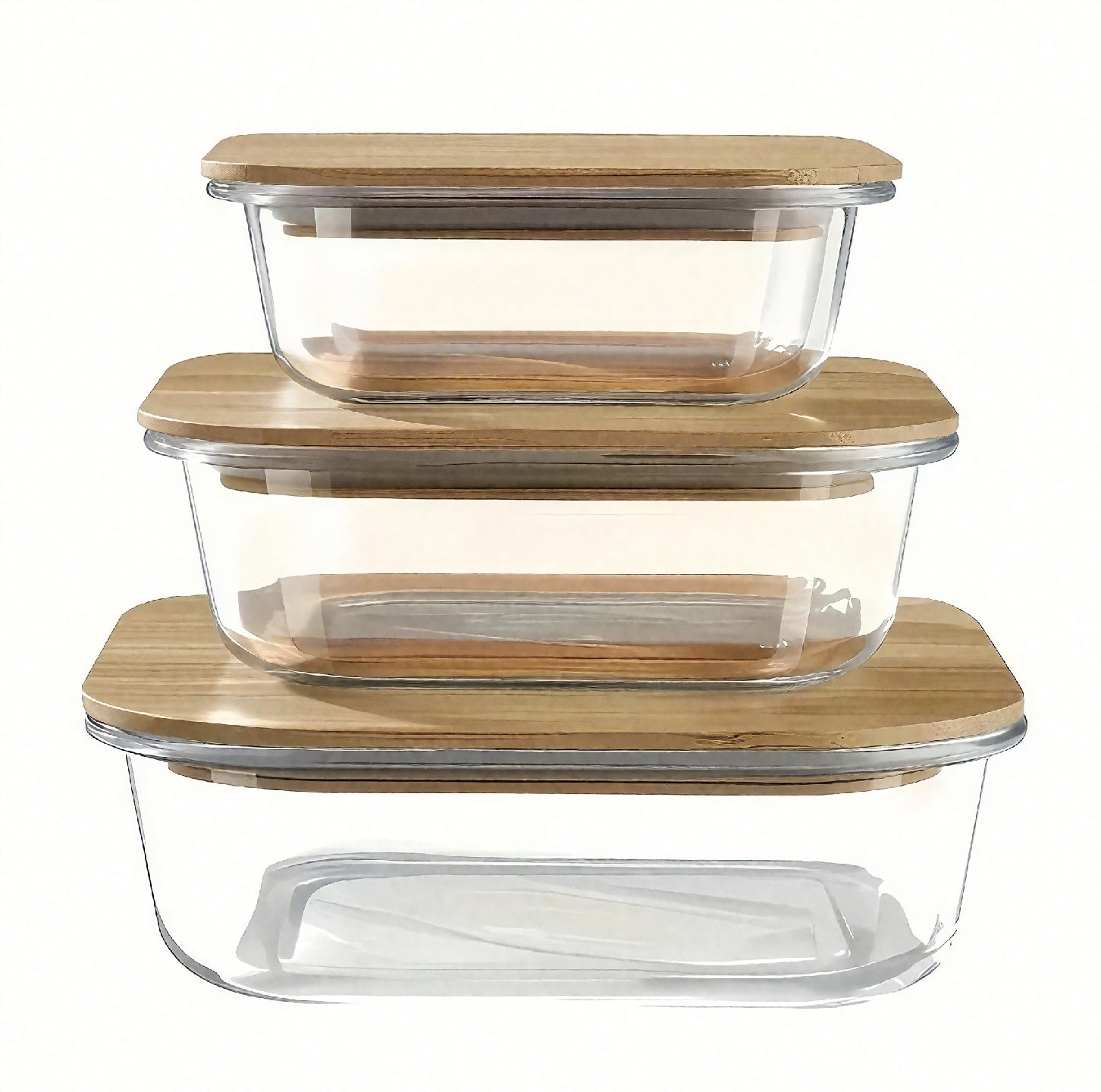 Zenora 3pcs Bamboo Lid Glass Food Storage Containers