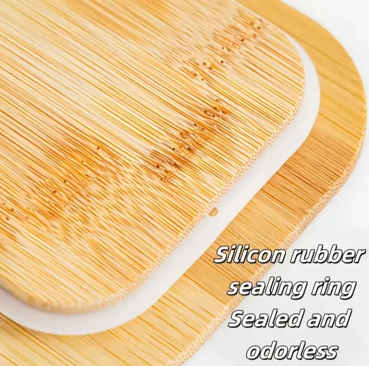 Zenora 3pcs Bamboo Lid Glass Food Storage Containers