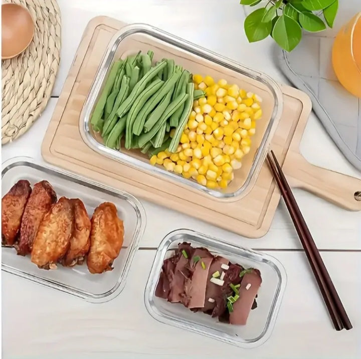 Zenora 3pcs Bamboo Lid Glass Food Storage Containers